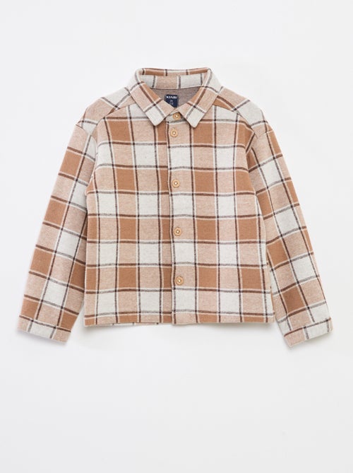 Chemise jacquard à carreaux en coton - Kiabi