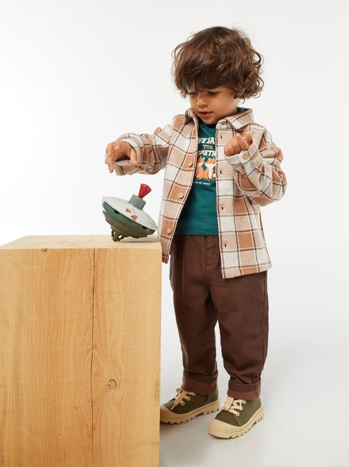 Chemise jacquard à carreaux en coton - Kiabi