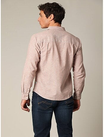 Chemise jacquard en lin à rayures fines et manches longues 'Deeluxe'