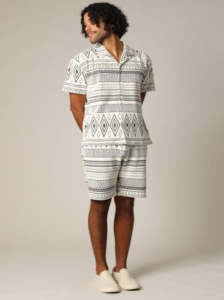 Chemise jacquard oversize en coton avec imprimés géométriques 'Deeluxe'