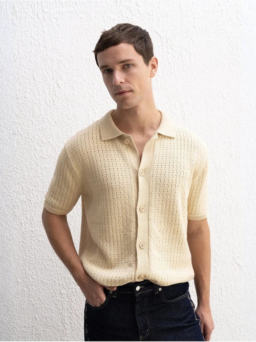 Chemise jacquard texturée à boutons giesto - Kiabi Chemise jacquard texturée à boutons giesto - Kiabi