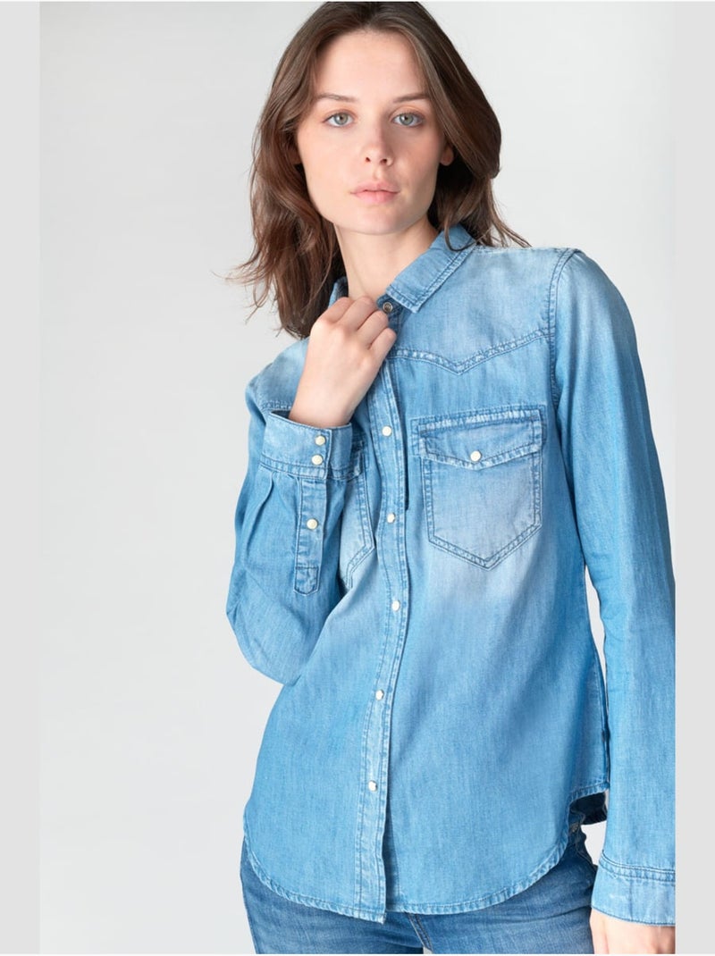 Chemise juanita en jeans 'le temps des cerises' Bleu - Kiabi