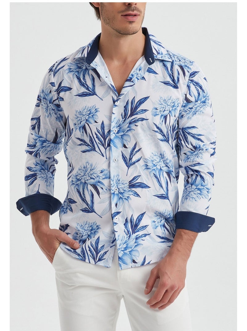 Chemise Kebello Blanc Bleu - Kiabi