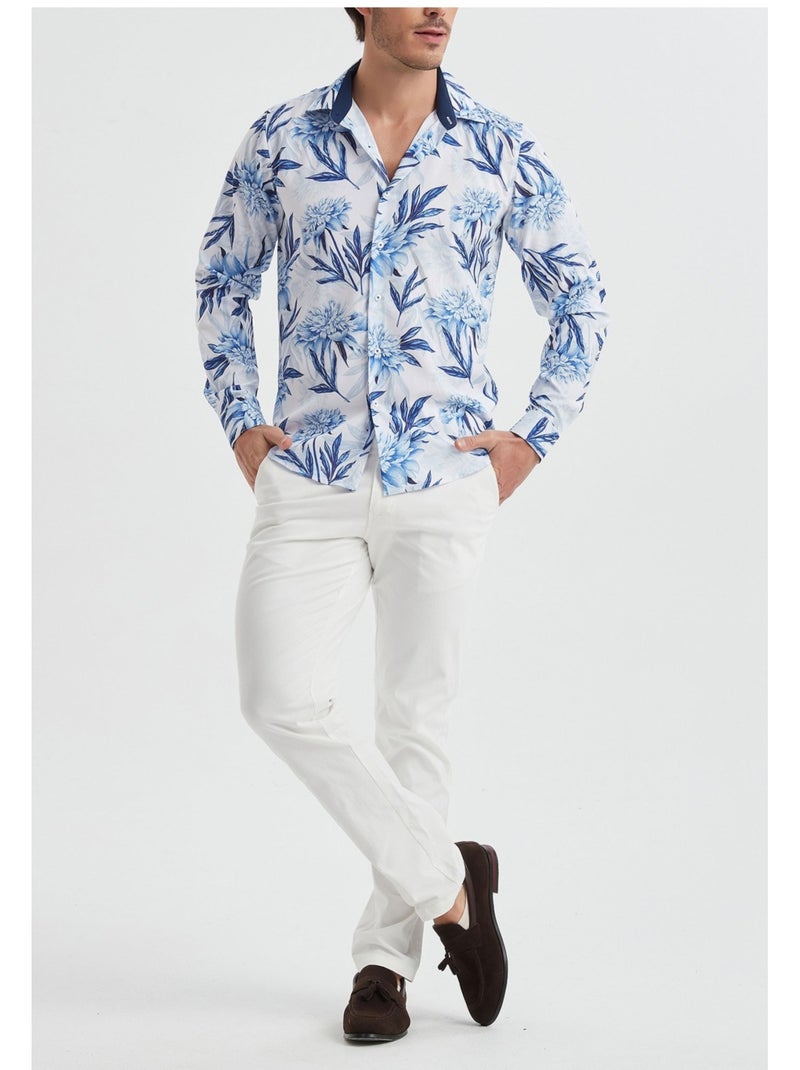 Chemise Kebello Blanc Bleu - Kiabi