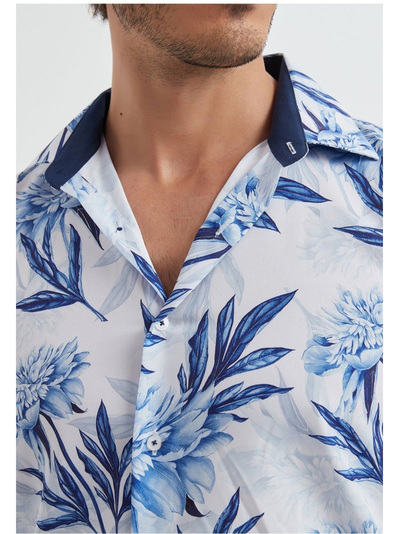 Chemise Kebello Blanc Bleu - Kiabi