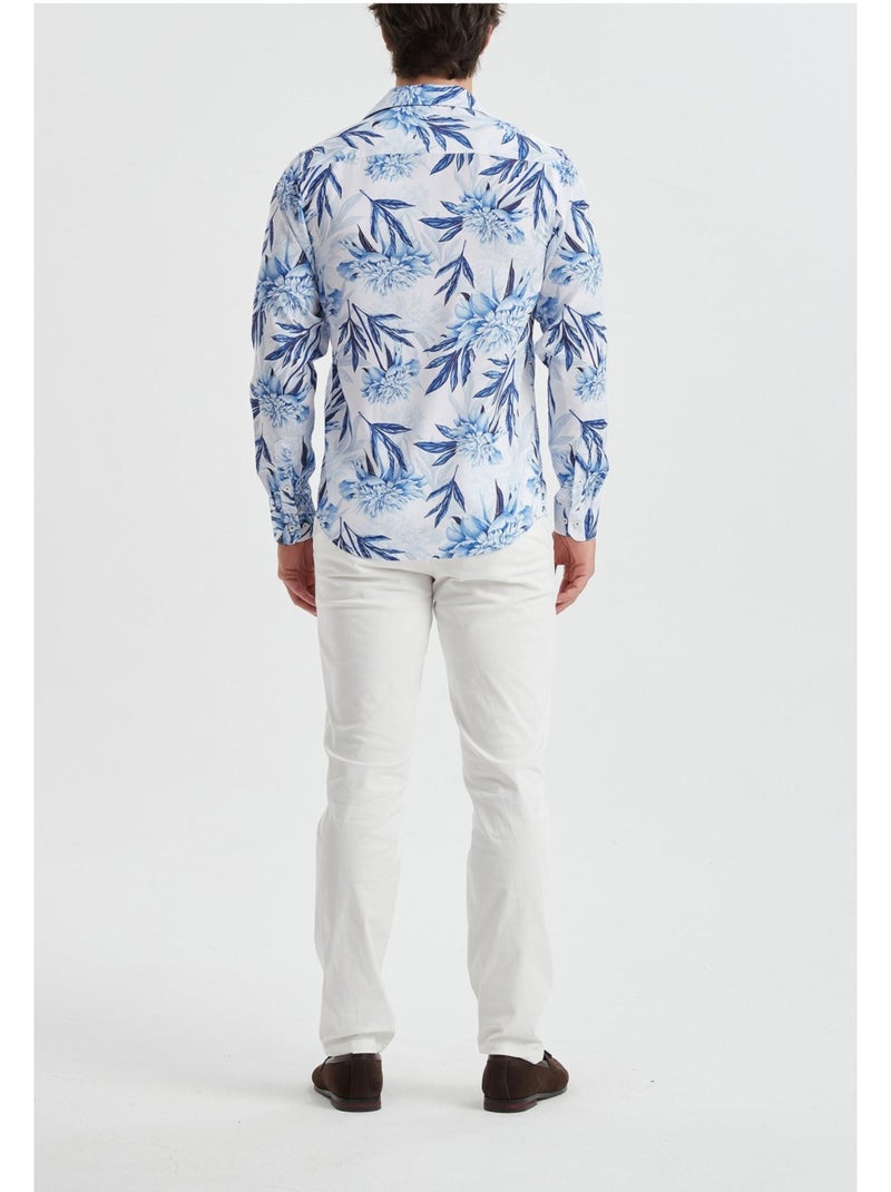 Chemise Kebello Blanc Bleu - Kiabi