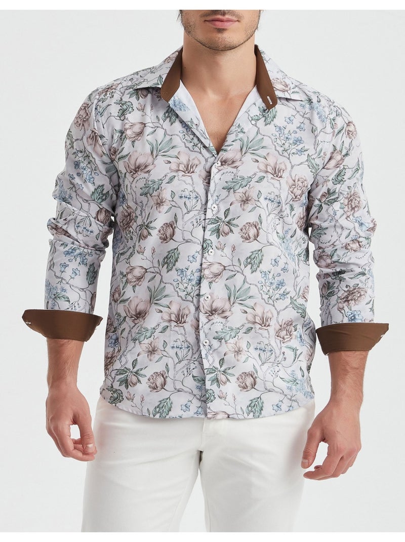 Chemise Kebello Blanc Marron - Kiabi