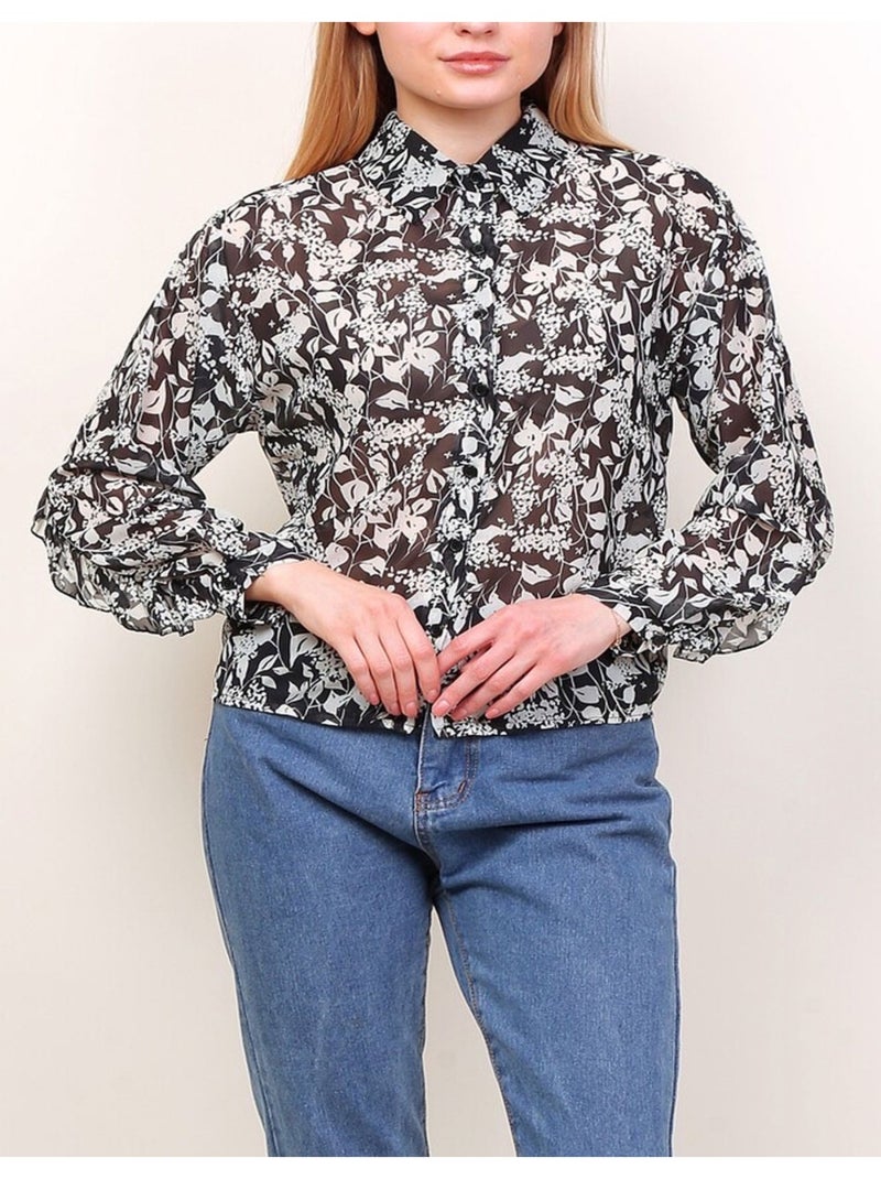 Chemise Kebello Blanc Noir - Kiabi