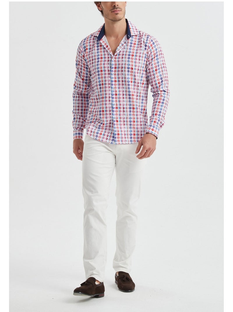 Chemise Kebello Blanc Rouge Bleu - Kiabi
