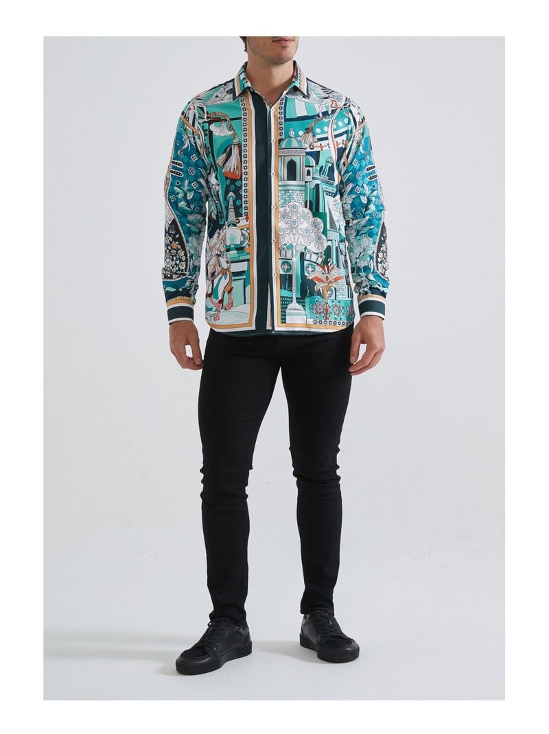 Chemise Kebello Bleu turquoise - Kiabi