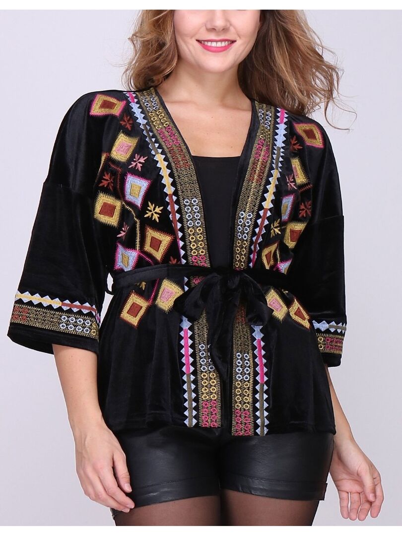 Chemisier Kimono Cavalli Class Rose-vert-noir Taille 38 Femme - Occasion Très Bon état