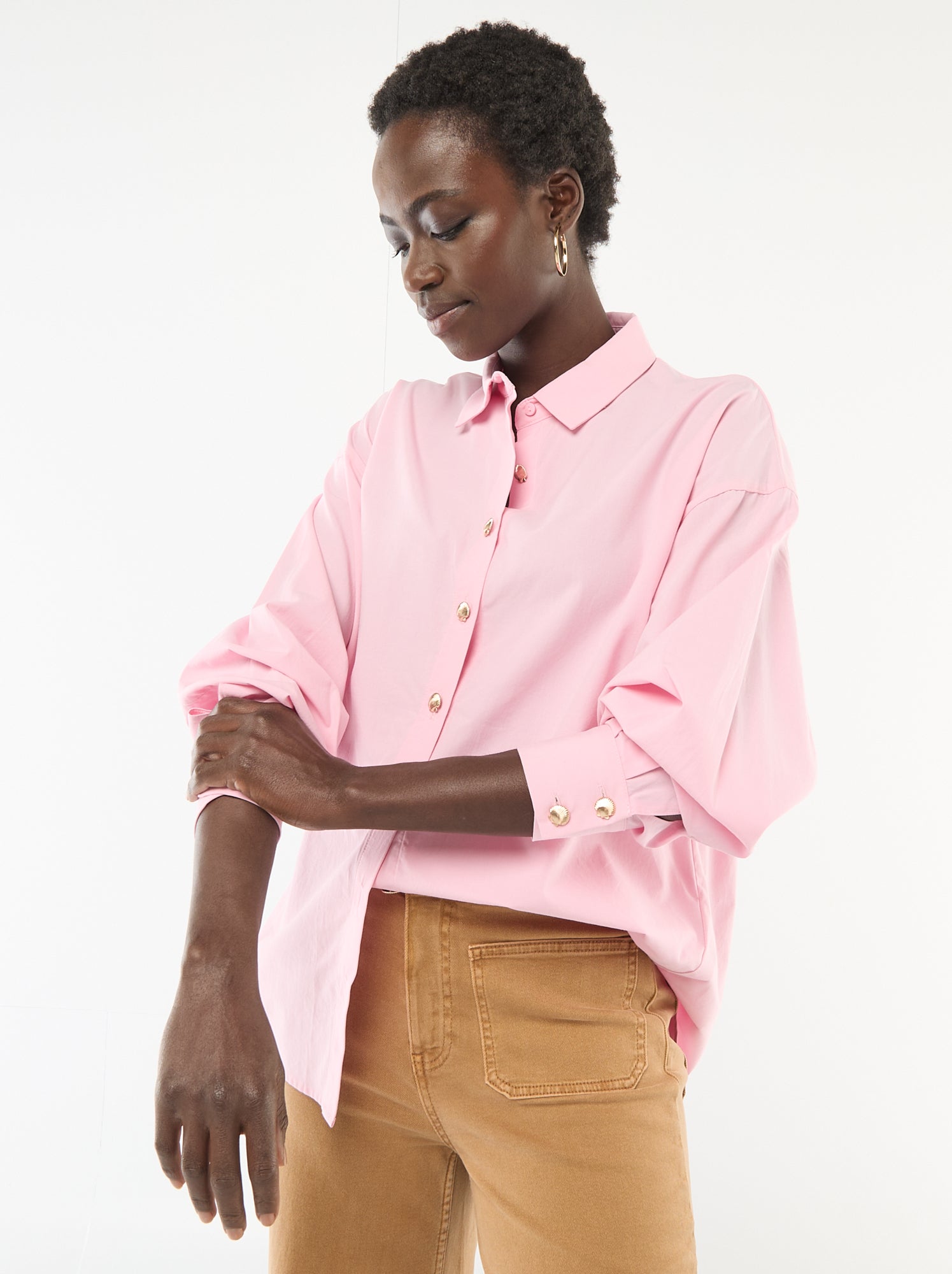 Chemise large à boutons coquillages