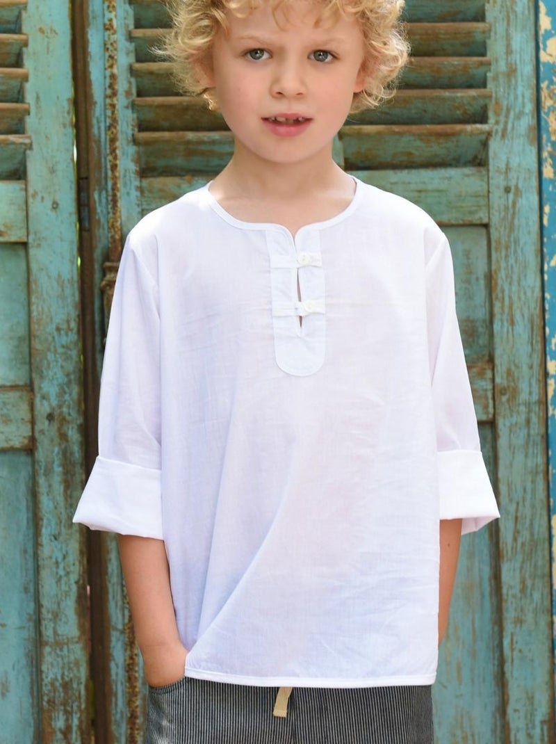 Chemise Légère Blanche Été Garçon  Voile Coton  ROBINSON - La Faute à Voltaire Blanc - Kiabi