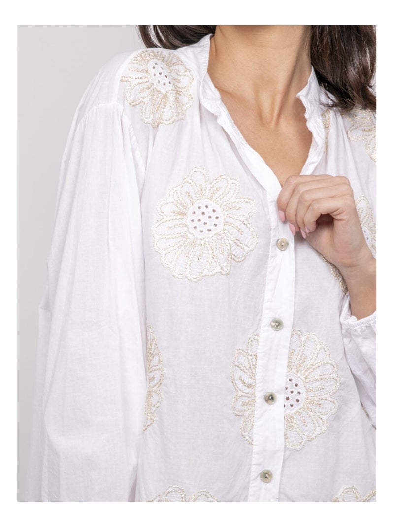 Chemise légère broderies OLALIE Blanc - Kiabi