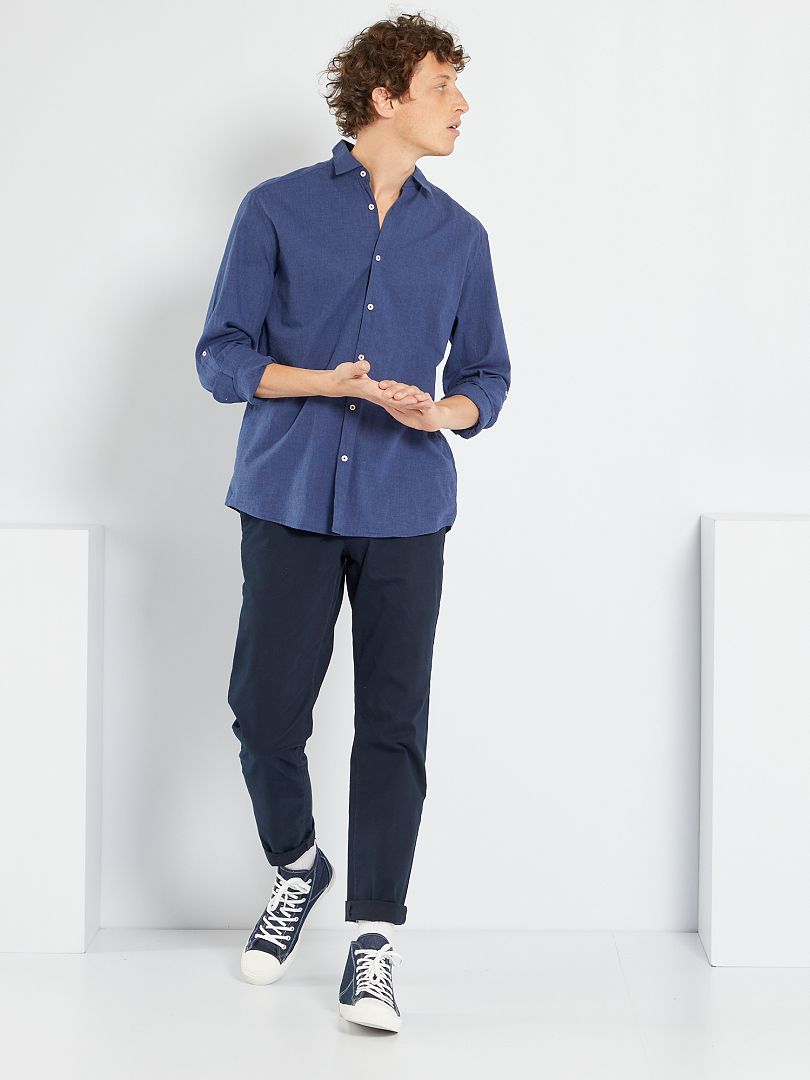 Chemise En Lin Bleu FINE Collection - Taille XS/S - Léger Et Stylé