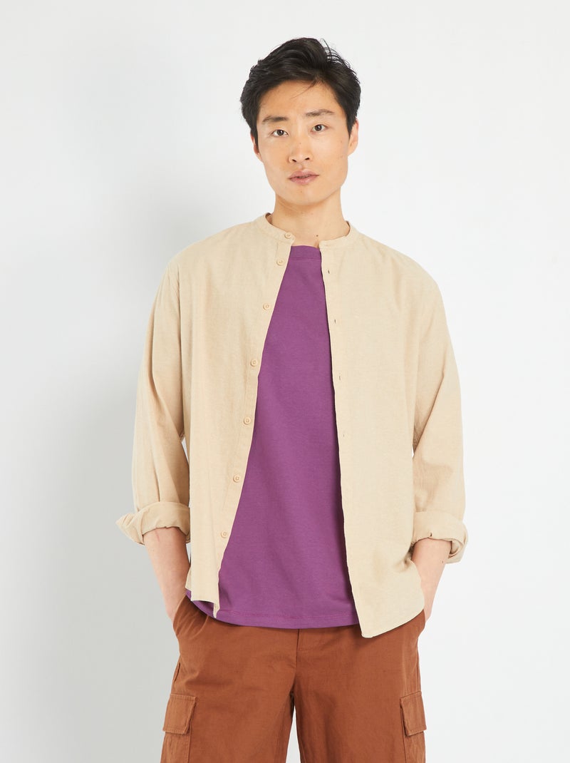 Chemise légère unie Beige - Kiabi