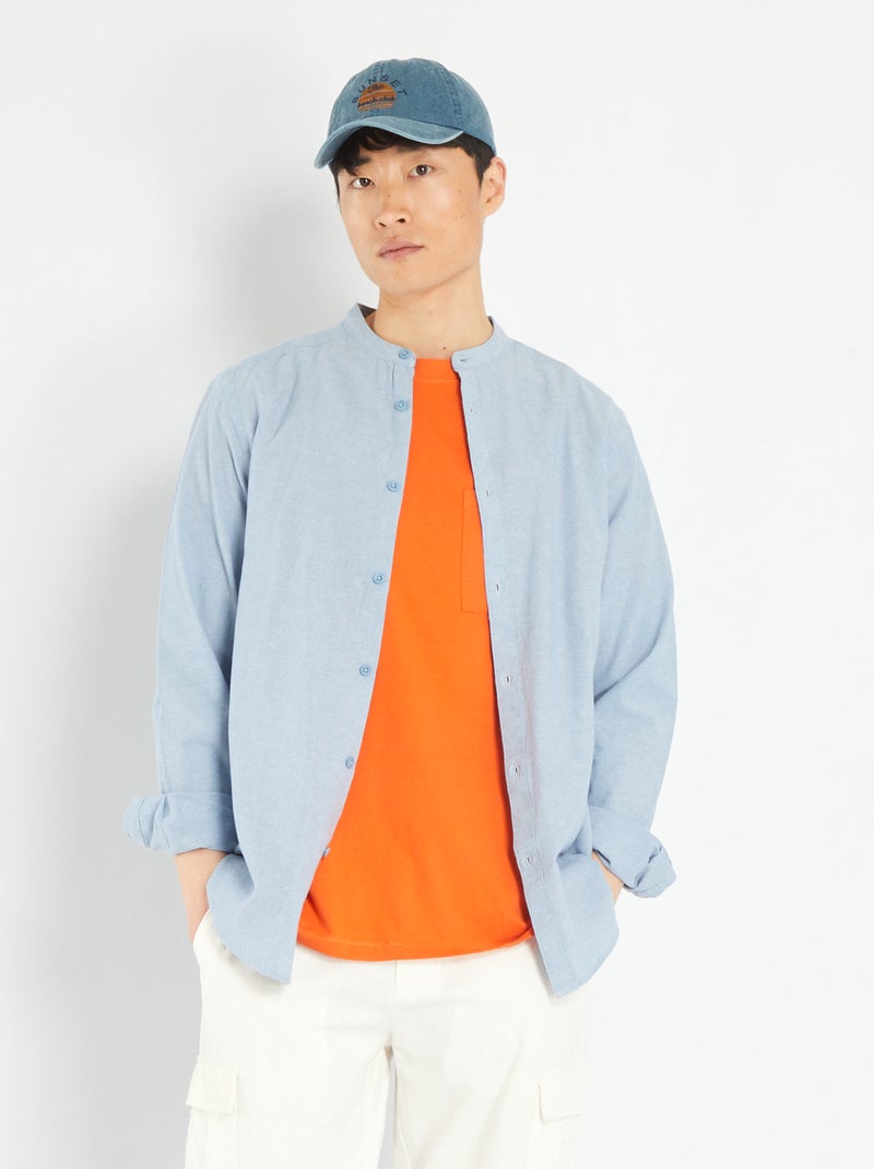 Chemise légère unie Bleu - Kiabi