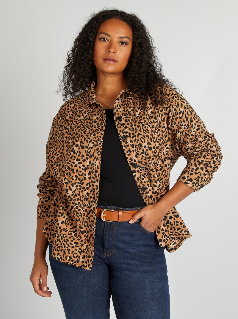 Chemise léopard intérieur chaud Marron - Kiabi
