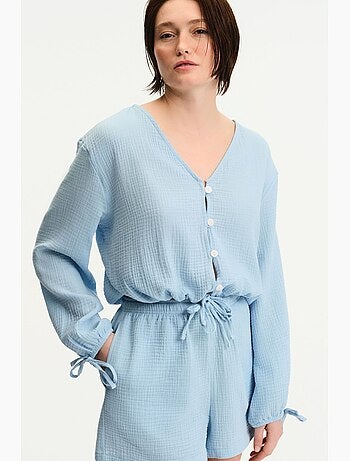 Chemise lessi à manches longues ballon penti