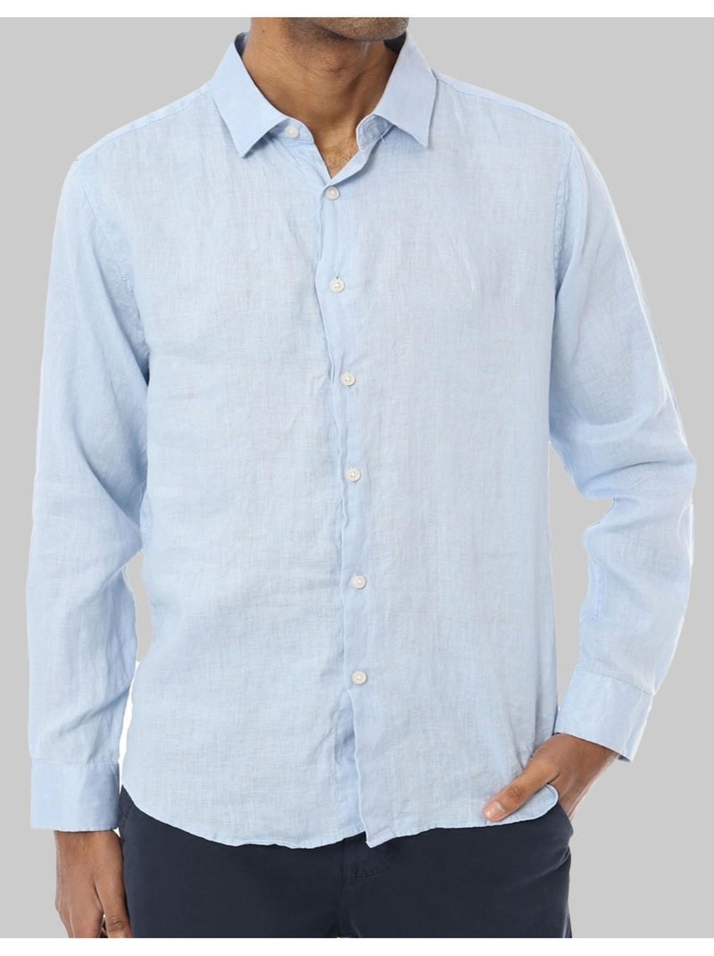 Chemise Lin Kebello Bleu ciel - Kiabi