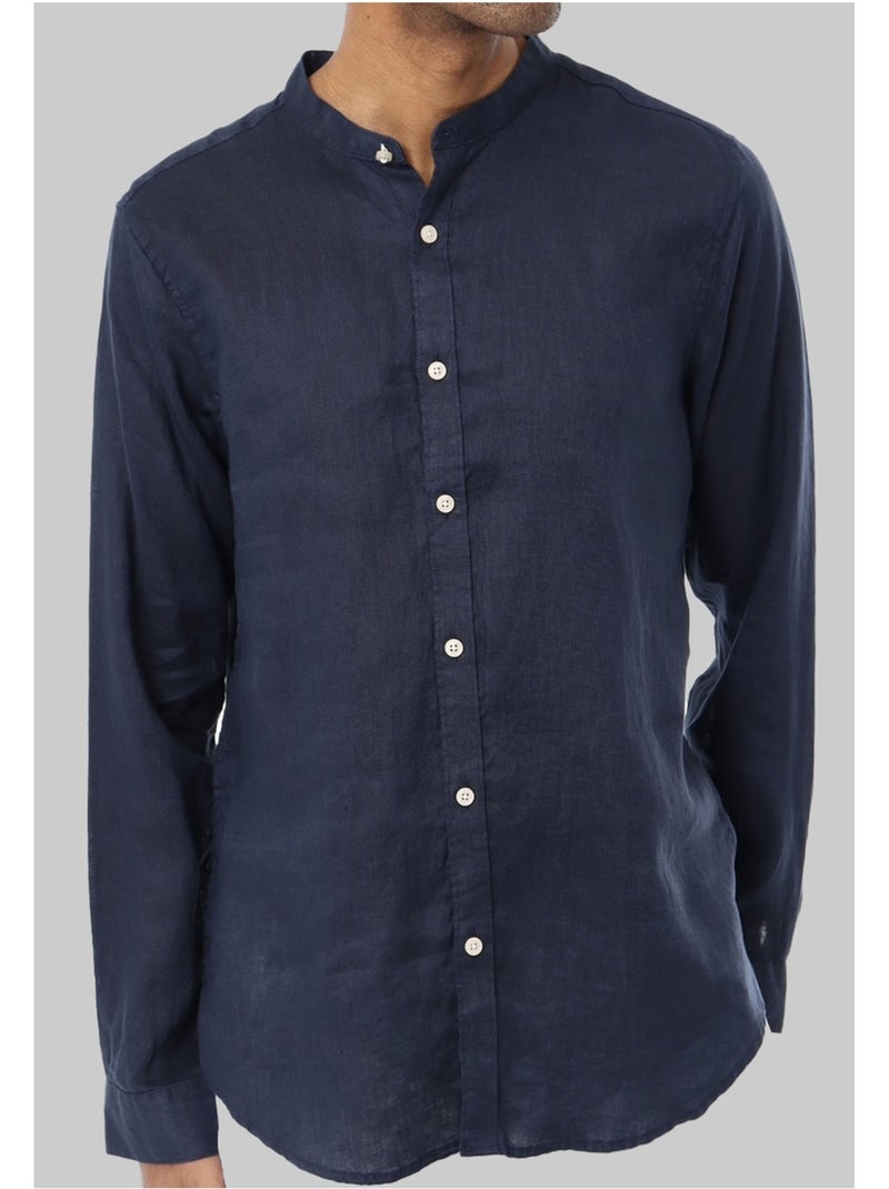 Chemise Lin Kebello Bleu marine - Kiabi