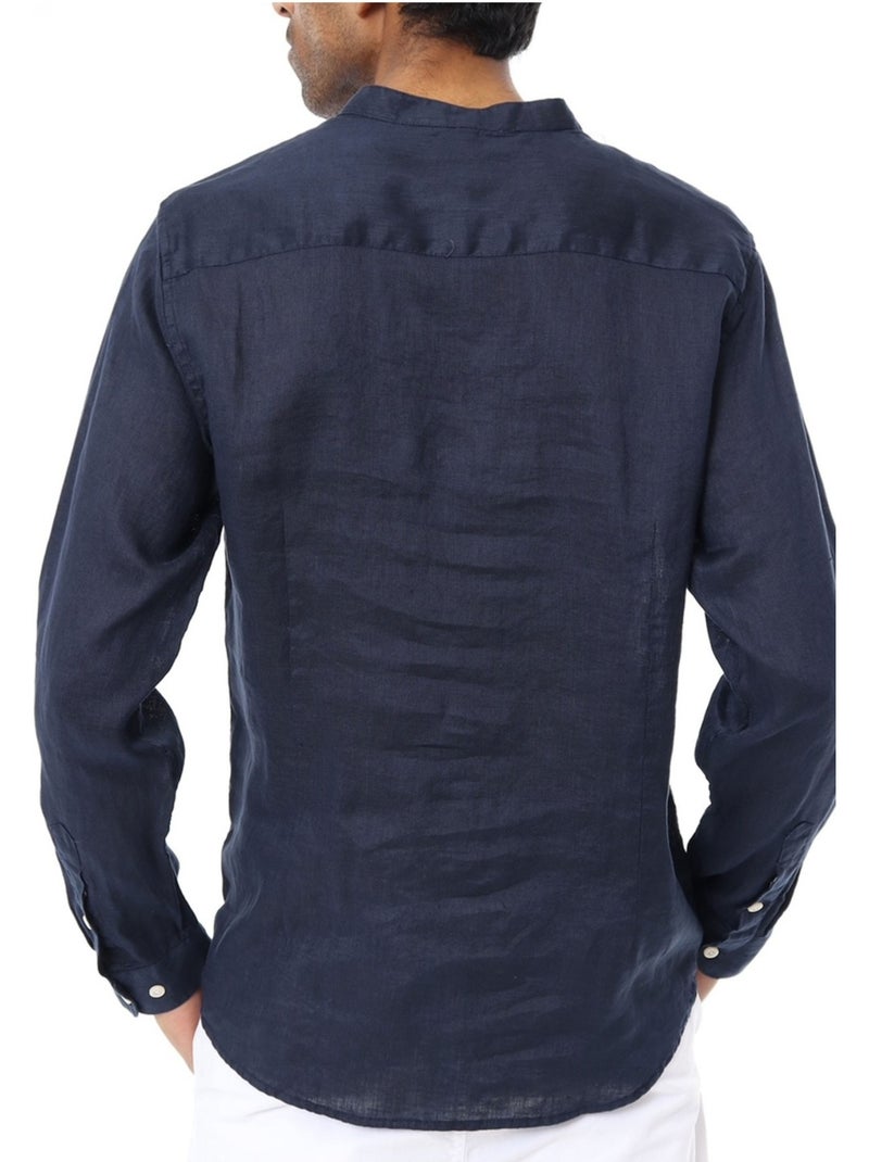 Chemise Lin Kebello Bleu marine - Kiabi