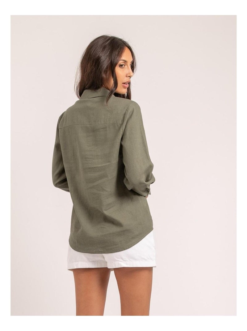 Chemise lin ORDYNE Kaki - Kiabi