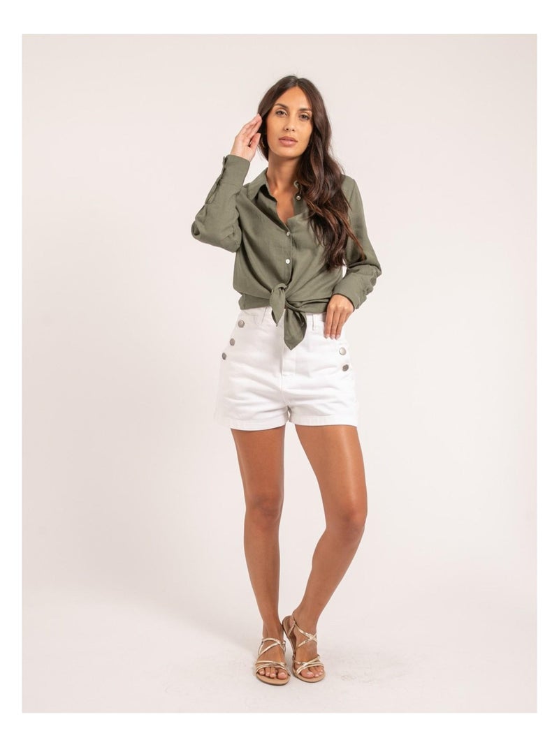Chemise lin ORDYNE Kaki - Kiabi