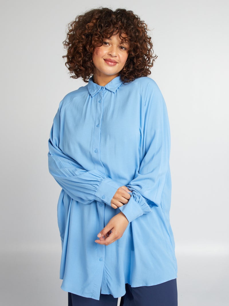 Chemise longue à manches longues Bleu - Kiabi