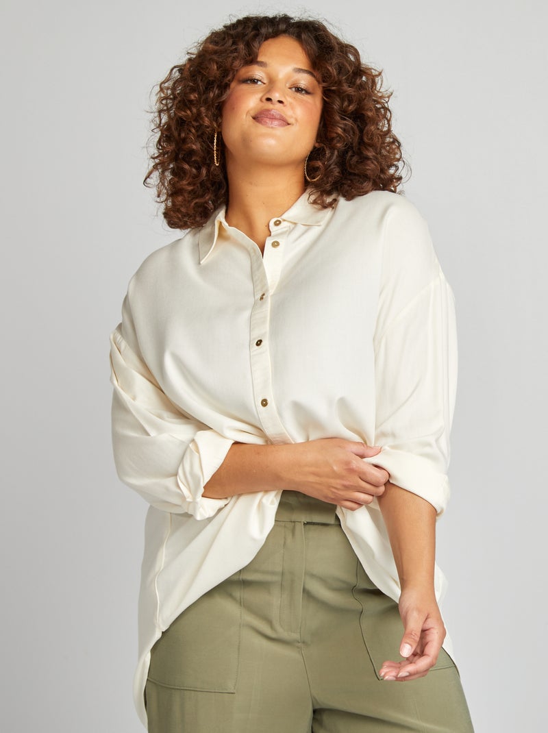Chemise longue avec boutons dorés Beige - Kiabi