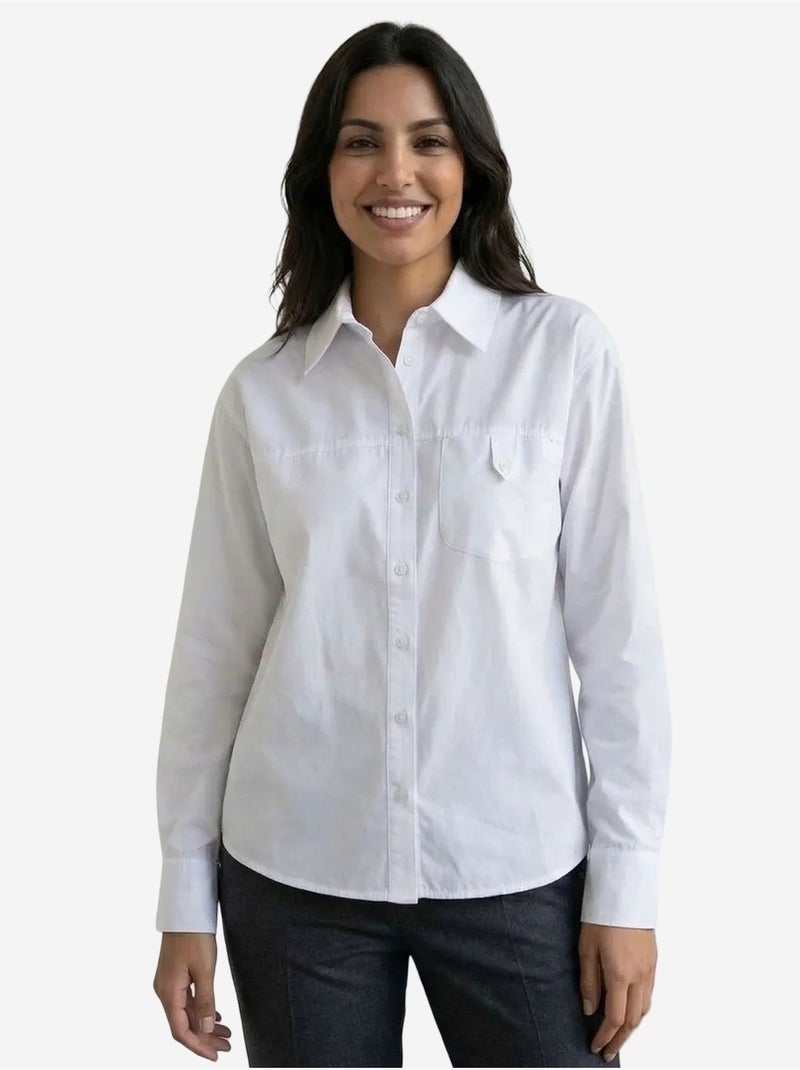 Chemise longue en coton texturé my fashion Blanc - Kiabi