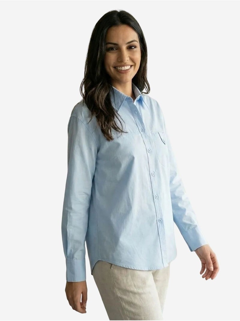 Chemise longue en coton texturé my fashion Bleu ciel - Kiabi
