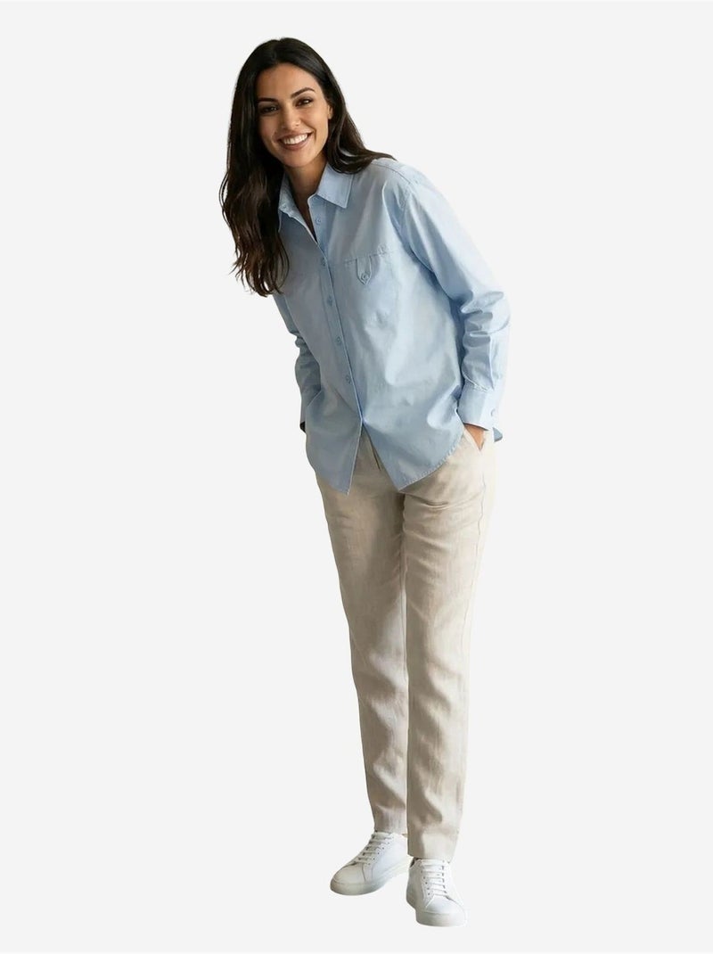 Chemise longue en coton texturé my fashion Bleu ciel - Kiabi