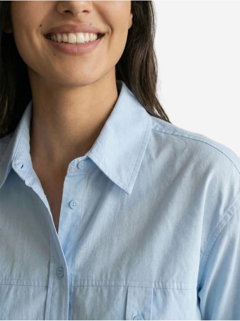Chemise longue en coton texturé my fashion Bleu ciel - Kiabi