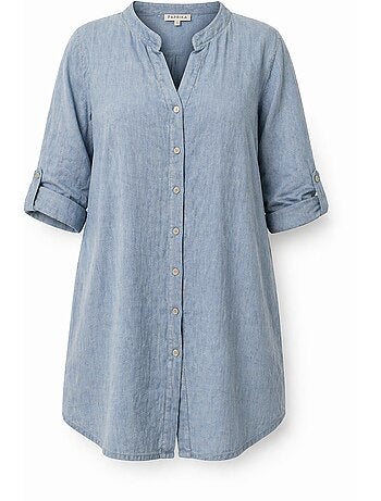 Chemise longue en gaze de coton unie PAPRIKA