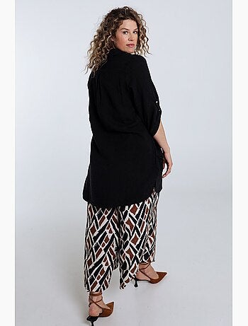 Chemise longue en lin et viscose unie PAPRIKA