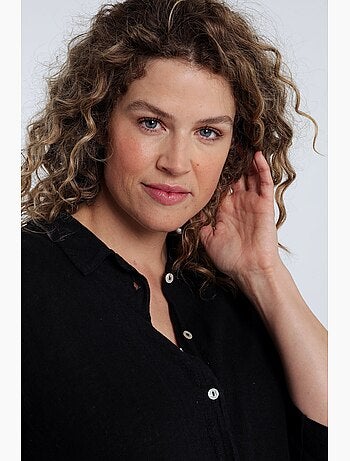 Chemise longue en lin et viscose unie PAPRIKA