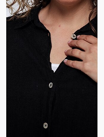 Chemise longue en lin et viscose unie PAPRIKA