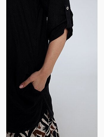 Chemise longue en lin et viscose unie PAPRIKA