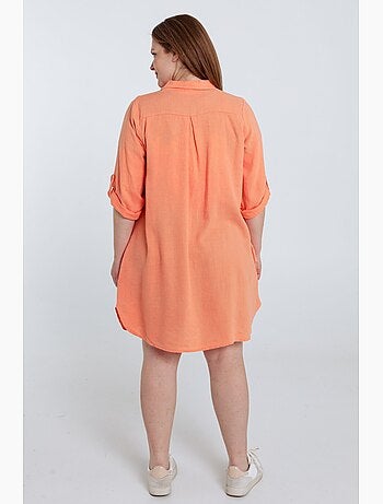 Chemise longue en lin et viscose unie PAPRIKA