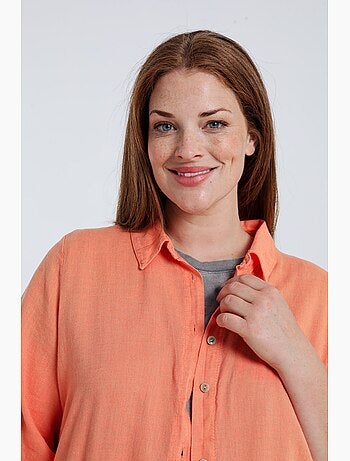 Chemise longue en lin et viscose unie PAPRIKA