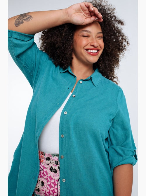 Chemise longue en lin et viscose unie PAPRIKA - Kiabi