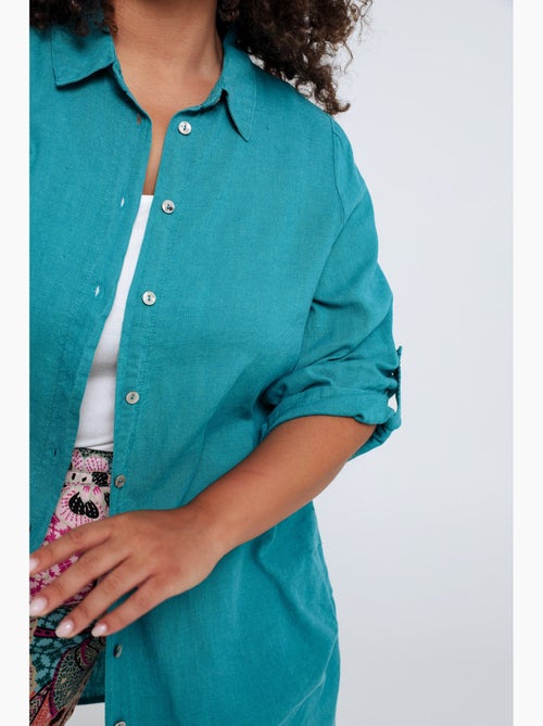 Chemise longue en lin et viscose unie PAPRIKA - Kiabi