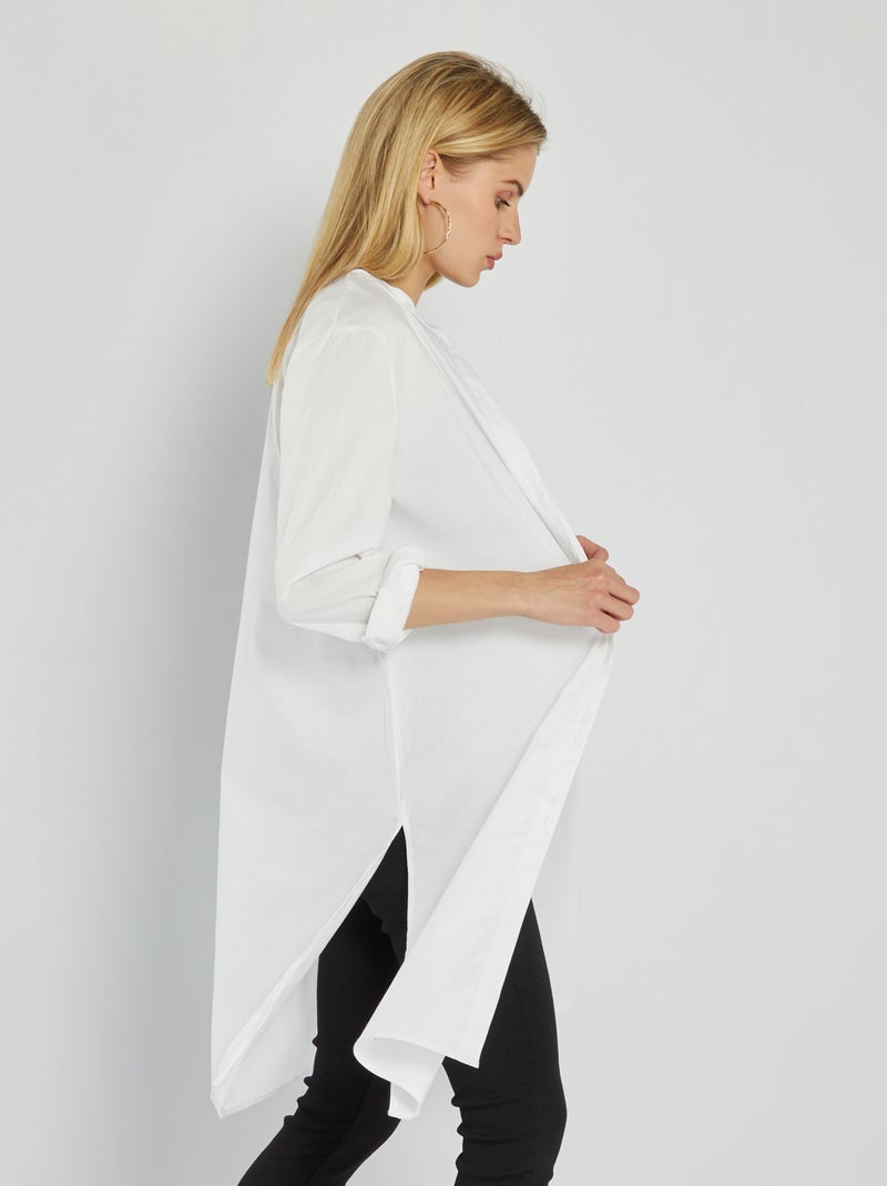 Chemise longue en popeline Blanc - Kiabi