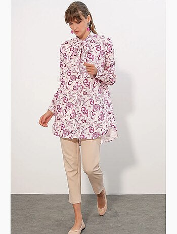 Chemise longue en viscose à fleurs bdart