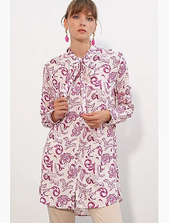 Chemise longue en viscose à fleurs bdart