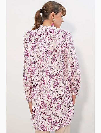 Chemise longue en viscose à fleurs bdart