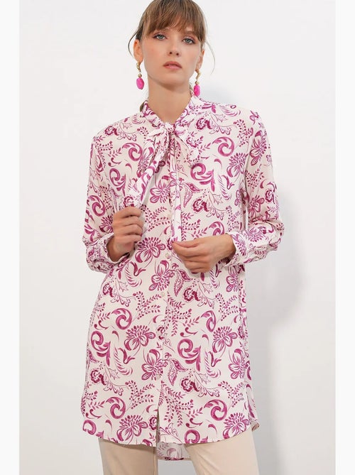 Chemise longue en viscose à fleurs bdart - Kiabi Chemise longue en viscose à fleurs bdart - Kiabi