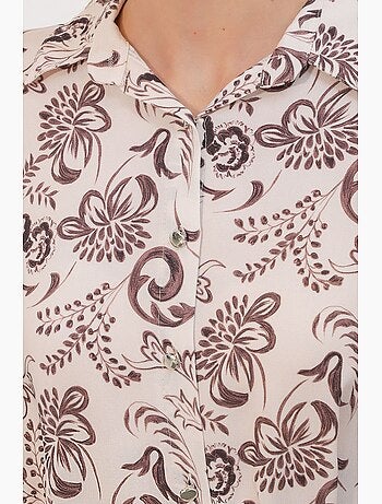 Chemise longue en viscose crêpe à fleurs avec ceinture bdart