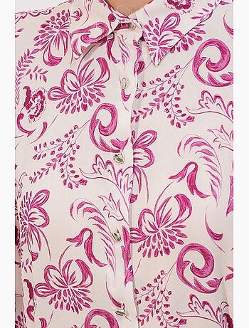 Chemise longue en viscose crêpe à fleurs avec ceinture bdart
